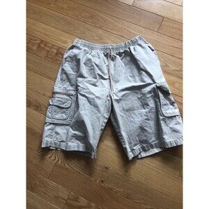 T.H.A. Mens Khaki Cargo Shorts Size 28 waist Small Tan with Pockets